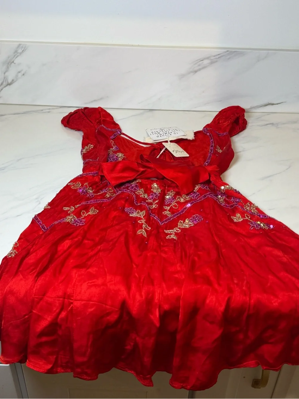 Free people red beaded fairy core dress